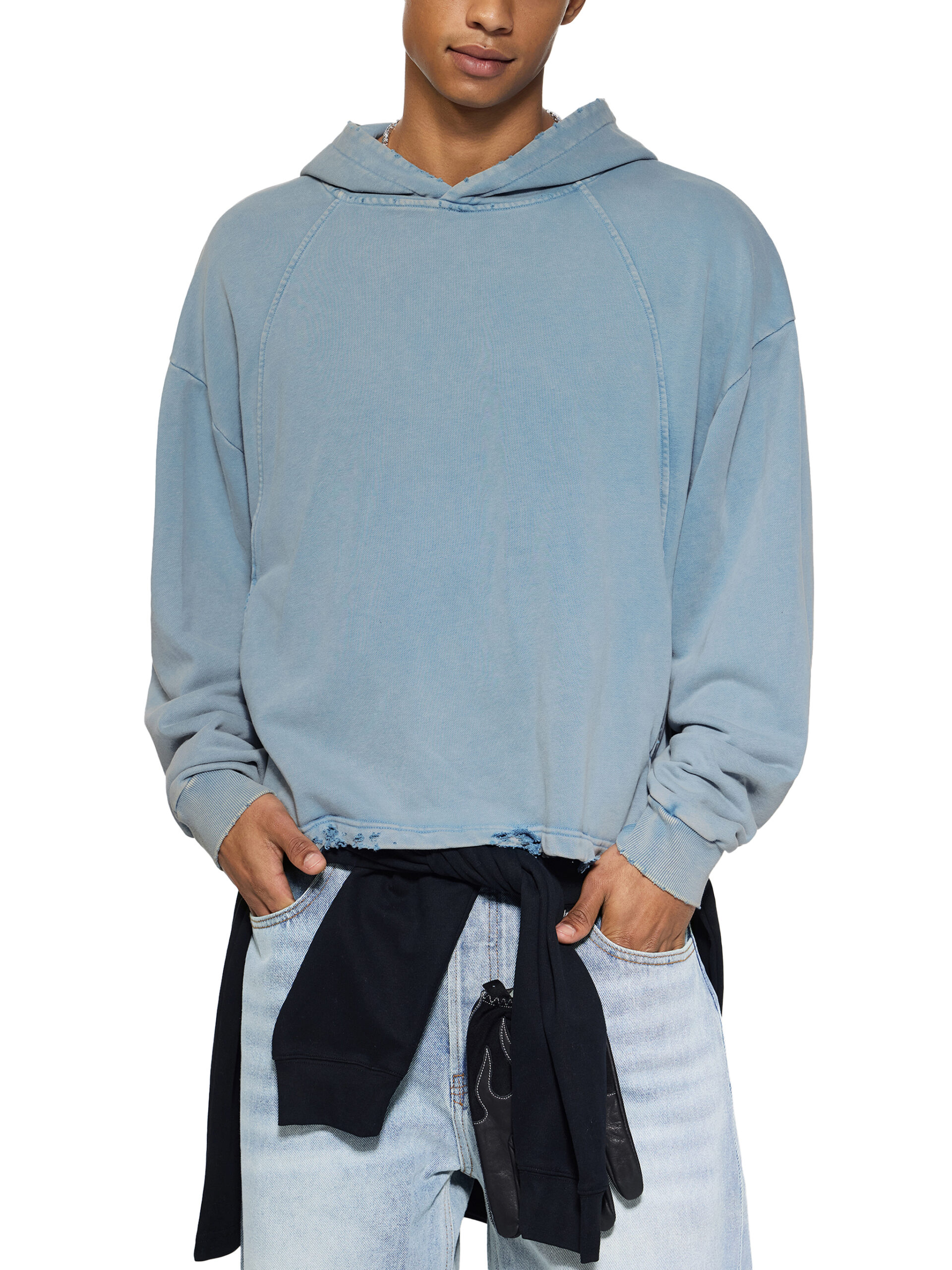Vintage Washed Frayed-Hem Hoodie - Image 2