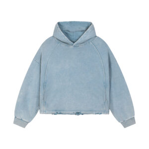 Vintage Washed Frayed-Hem Hoodie
